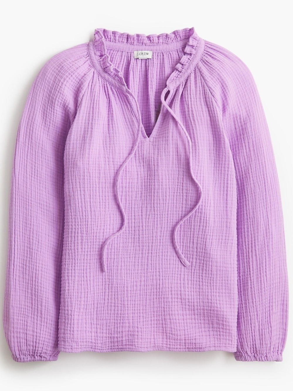 NWT J.Crew Factory Petite Long-sleeve Gauze Tie-neck Top